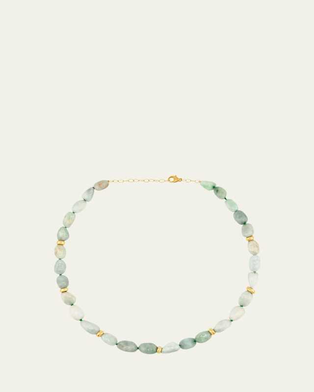 Jade Nugget Gold Bead Necklace